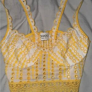 Charo Ruiz Ibiza Yellow Lace Tank Top